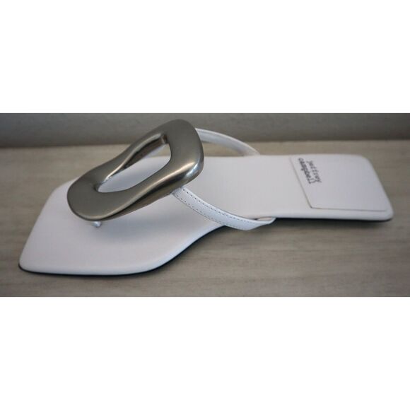 Jeffrey Campbell Women's Sz 8.5M White/Silver Linques-2 Flip Flop Sandals - Picture 6 of 13